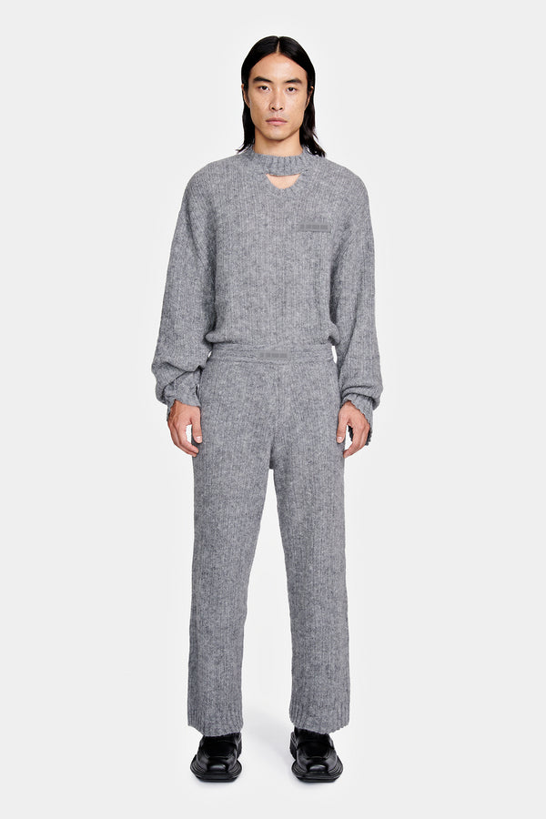 WIDE KNITTED PANTS IN MOHAIR