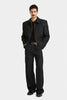 BLACK BROAD-SHOULDERED ZIPPED JACKET