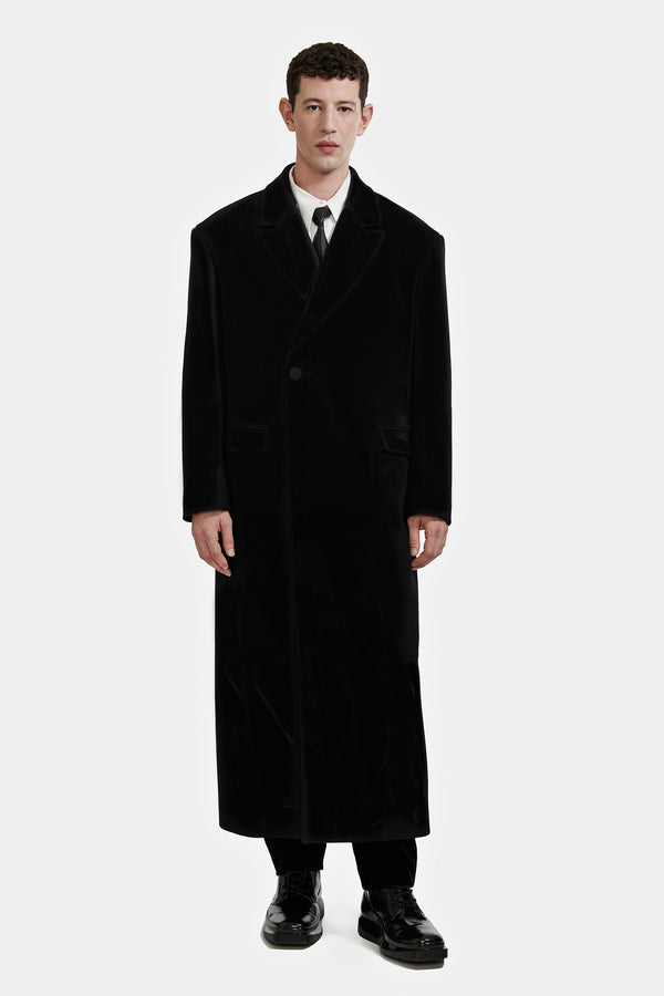 MANTEAU DOUBLE CROISURE VELOURS NOIR
