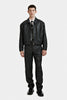 PADDED JACKET IN BLACK GRAINED LEATHER