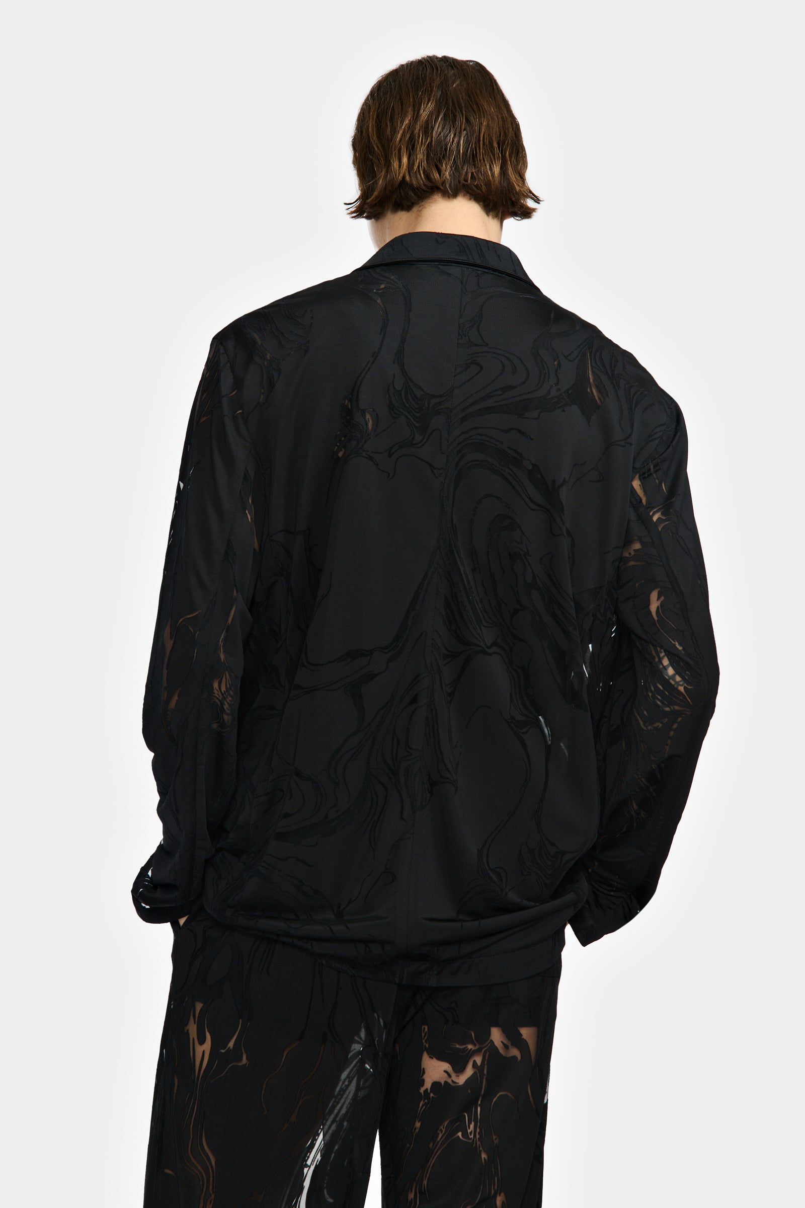 FLOWING JACKET IN MARBLED DEVOURED JERSEY – LGN LOUIS GABRIEL NOUCHI