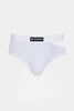 Tight-fitting white cotton ribbed briefs