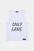 White ribbed tank top — open-front style