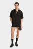 BLACK JACQUARD SHORT-SLEEVE SHIRT
