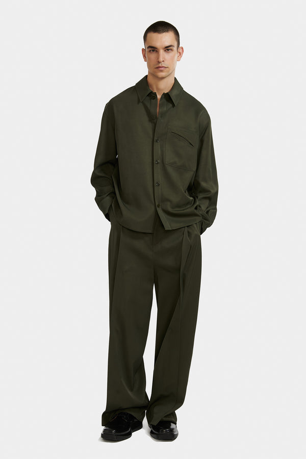 SURCHEMISE AVEC POCHE SIGNATURE EN LAINE ARMY