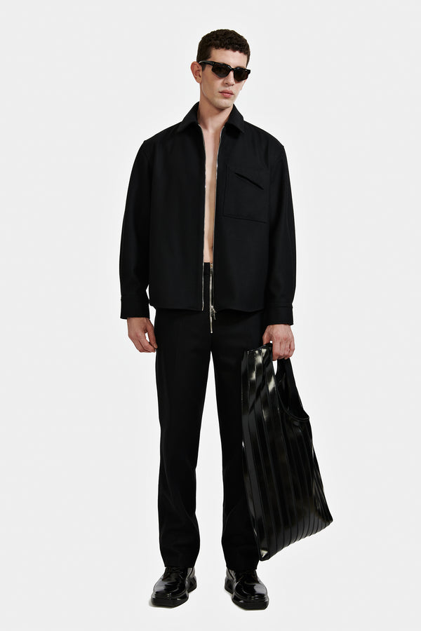 BLOUSON ZIPPÉE EN LAINE NOIRE