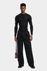 LONG SLEEVE T-SHIRT WITH ASYMETRICAL OPENING IN SILK