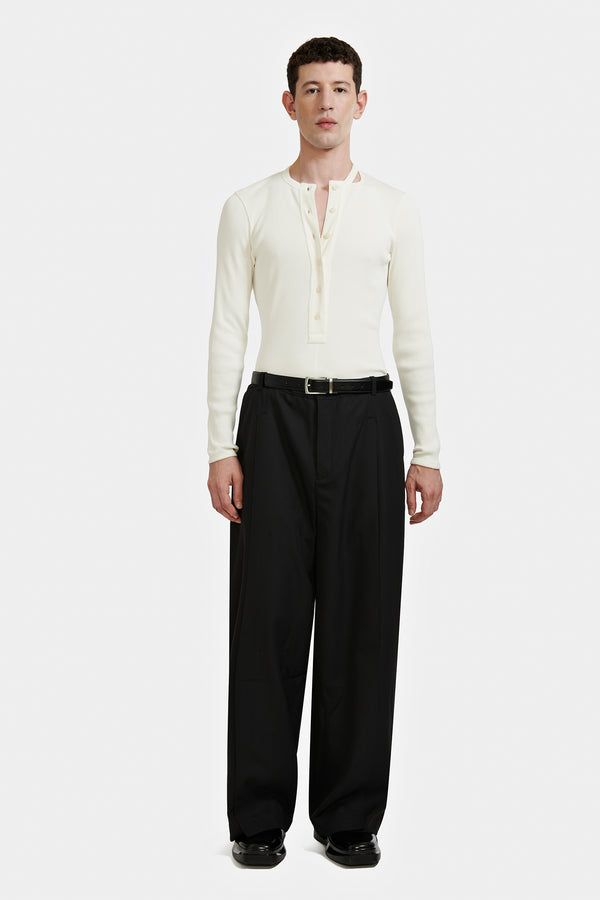 T-SHIRT MANCHES LONGUES BOUTONNÉ BONE