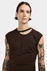 SHORT-SLEEVED T-SHIRT WITH ASYMMETRICAL OPENING IN LYOCELL