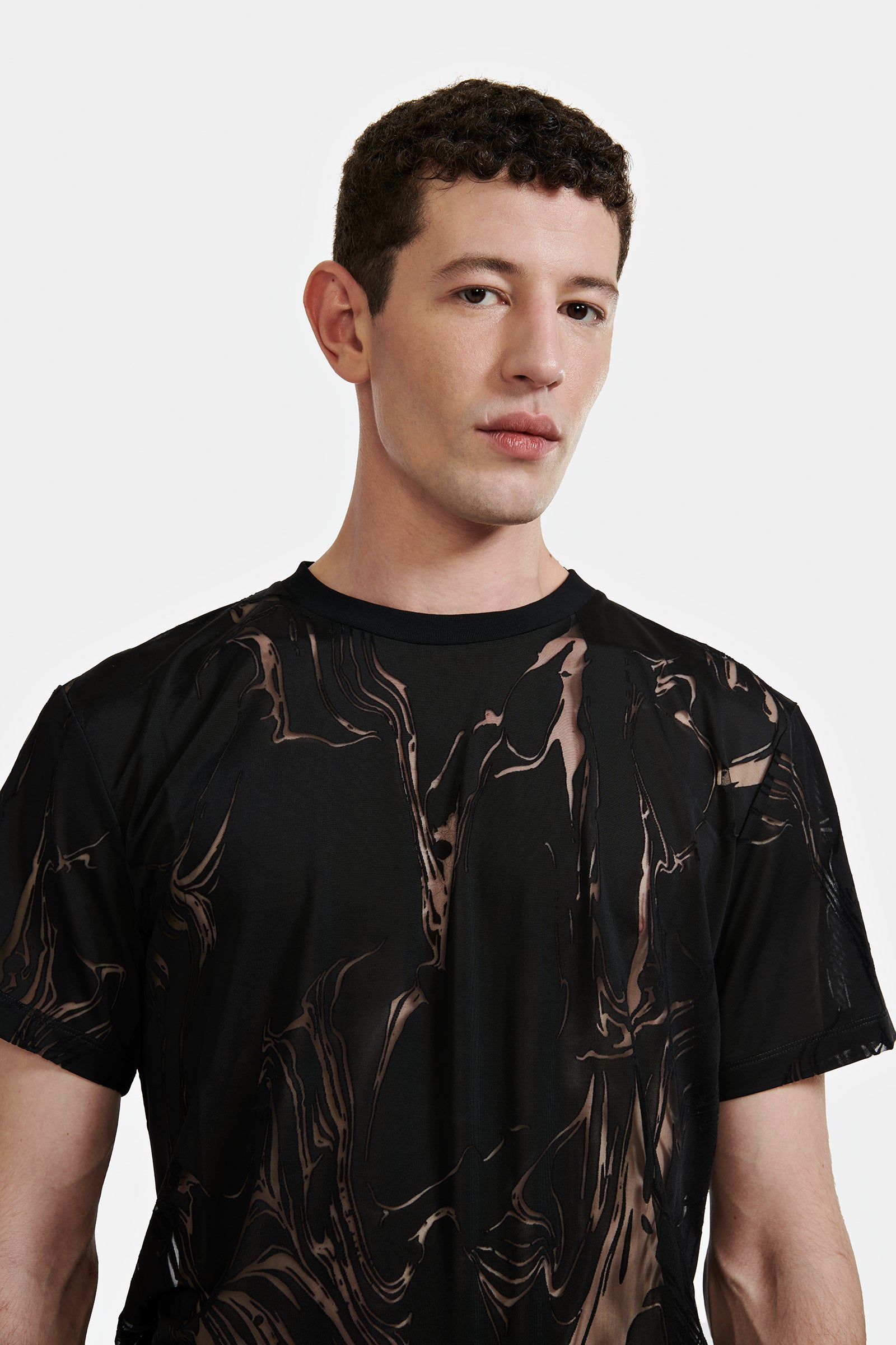 T-SHIRT IN MARBLED DEVOURED JERSEY – LGN LOUIS GABRIEL NOUCHI