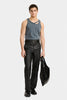 STRAIGHT TANK TOP, ASYMMETRICAL OPENING, BLUE WASHED COTTON