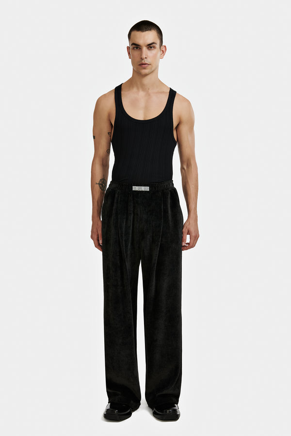 PANTALON LARGE EN VELOURS ANTHRACITE