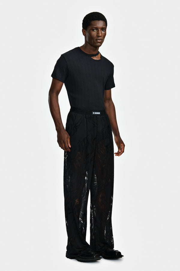 WIDE PANTS IN MARBLED DEVOURED JERSEY