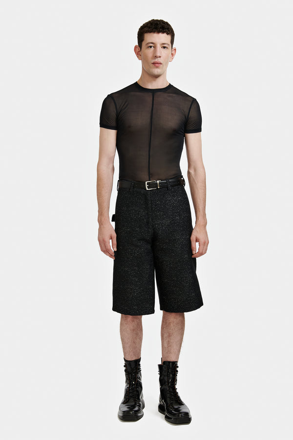 SHORT DROIT JACQUARD GRIS