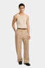 SAND PLEATED WIDE-LEG SUIT PANTS