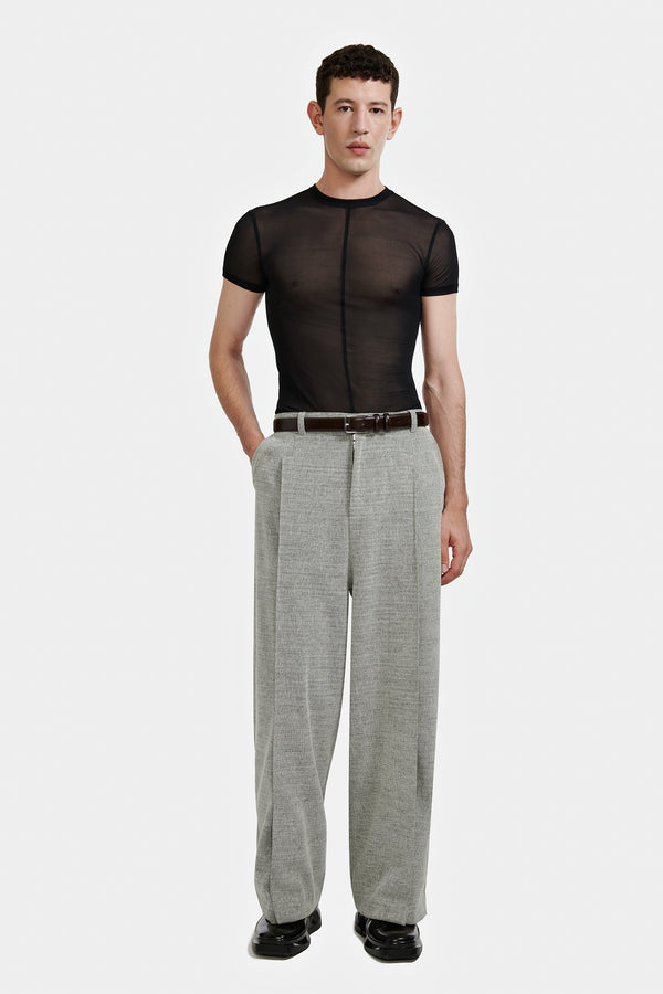 PANTALON LARGE À PLIS GRIS