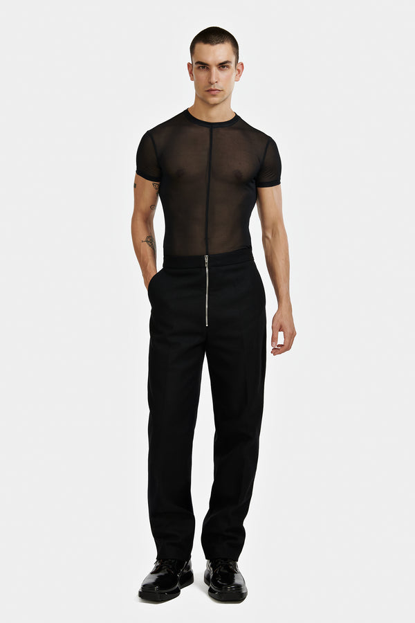 PANTALON DROIT A ZIP NOIR