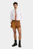 COGNAC LEATHER MINI SHORTS