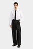 BLACK JACQUARD 2-PLY WIDE-LEG PANTS