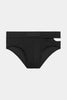 BLACK TEXTURED JERSEY SWIM TRUNKS WITH ASYMMETRICAL OPENING