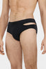 SWIM BRIEF WITH ASYMMETRICAL OPENING IN RECYCLED JERSEY