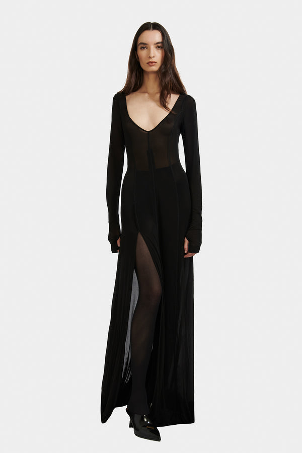 ROBE LONGUE TRANSPARENTE NOIRE