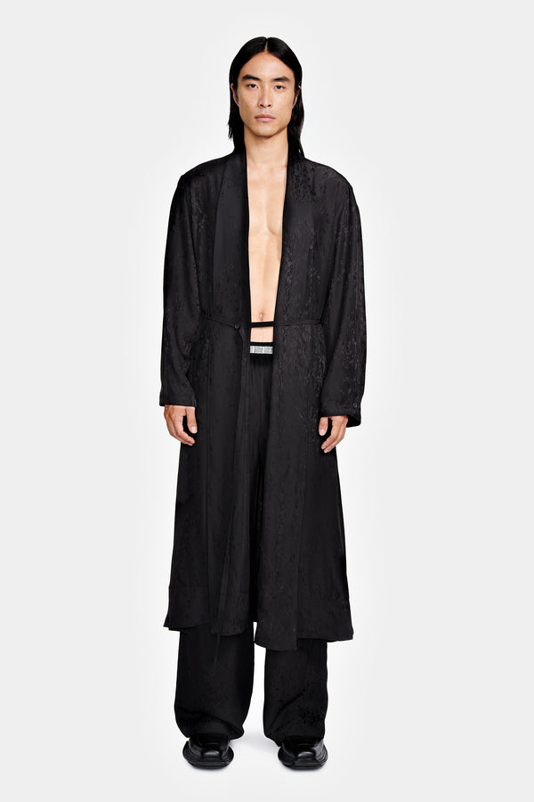 BELTED BATHROBE IN DROPS JACQUARD
