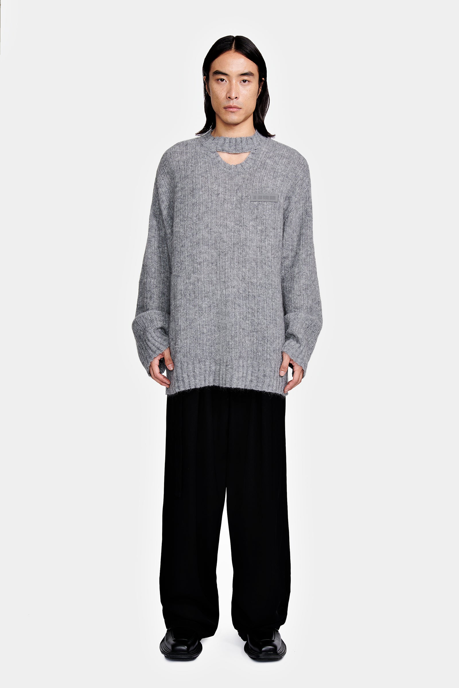 PULLOVER WITH ASYMMETRICAL OPENING IN MOHAIR