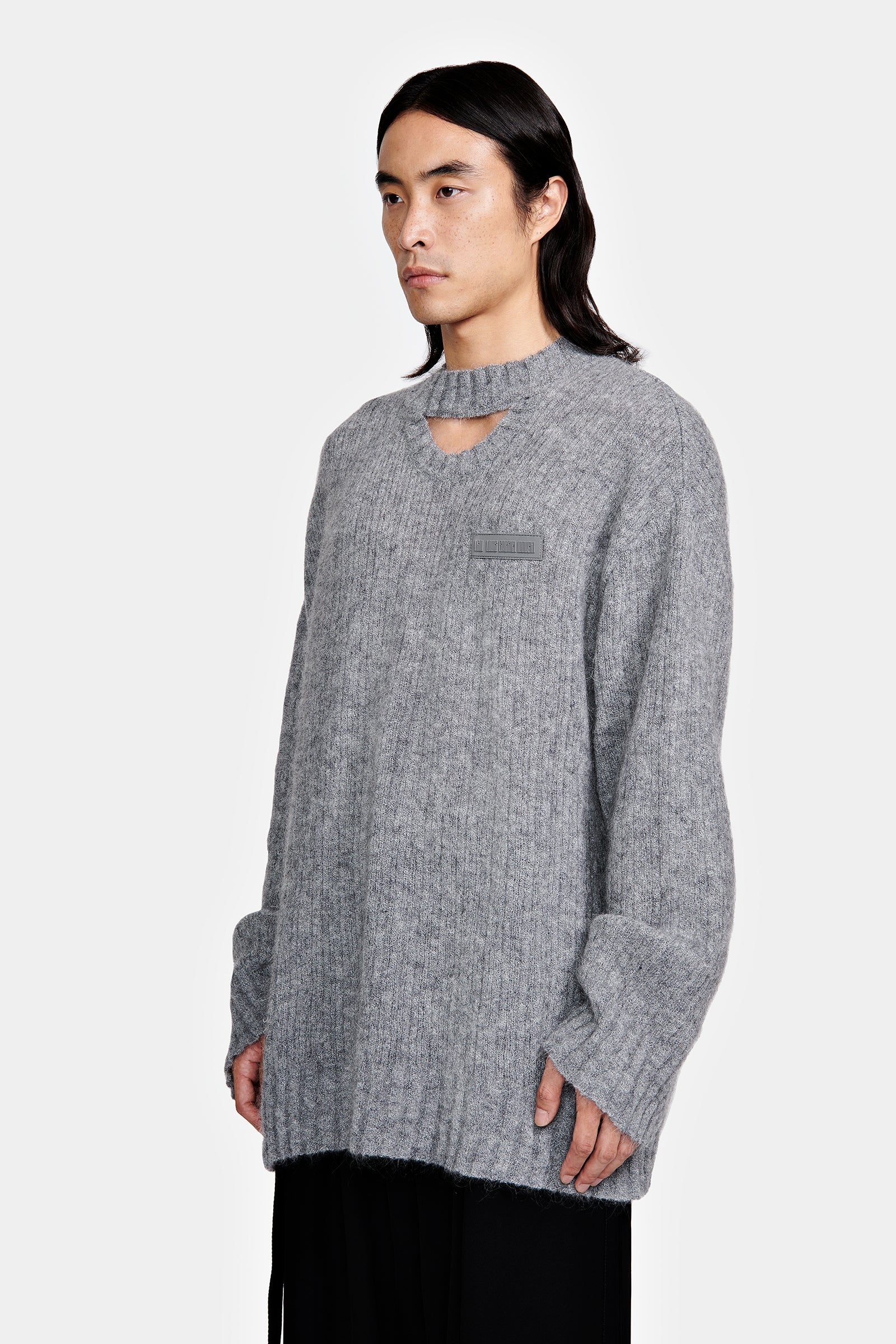 PULLOVER WITH ASYMMETRICAL OPENING IN MOHAIR