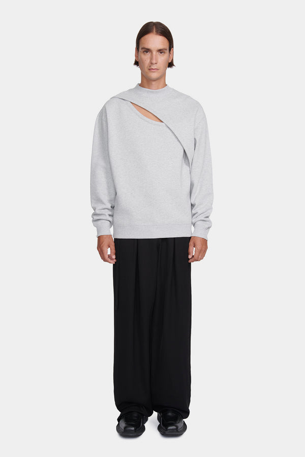 SWEATSHIRT WITH LACERATION IN COTTON