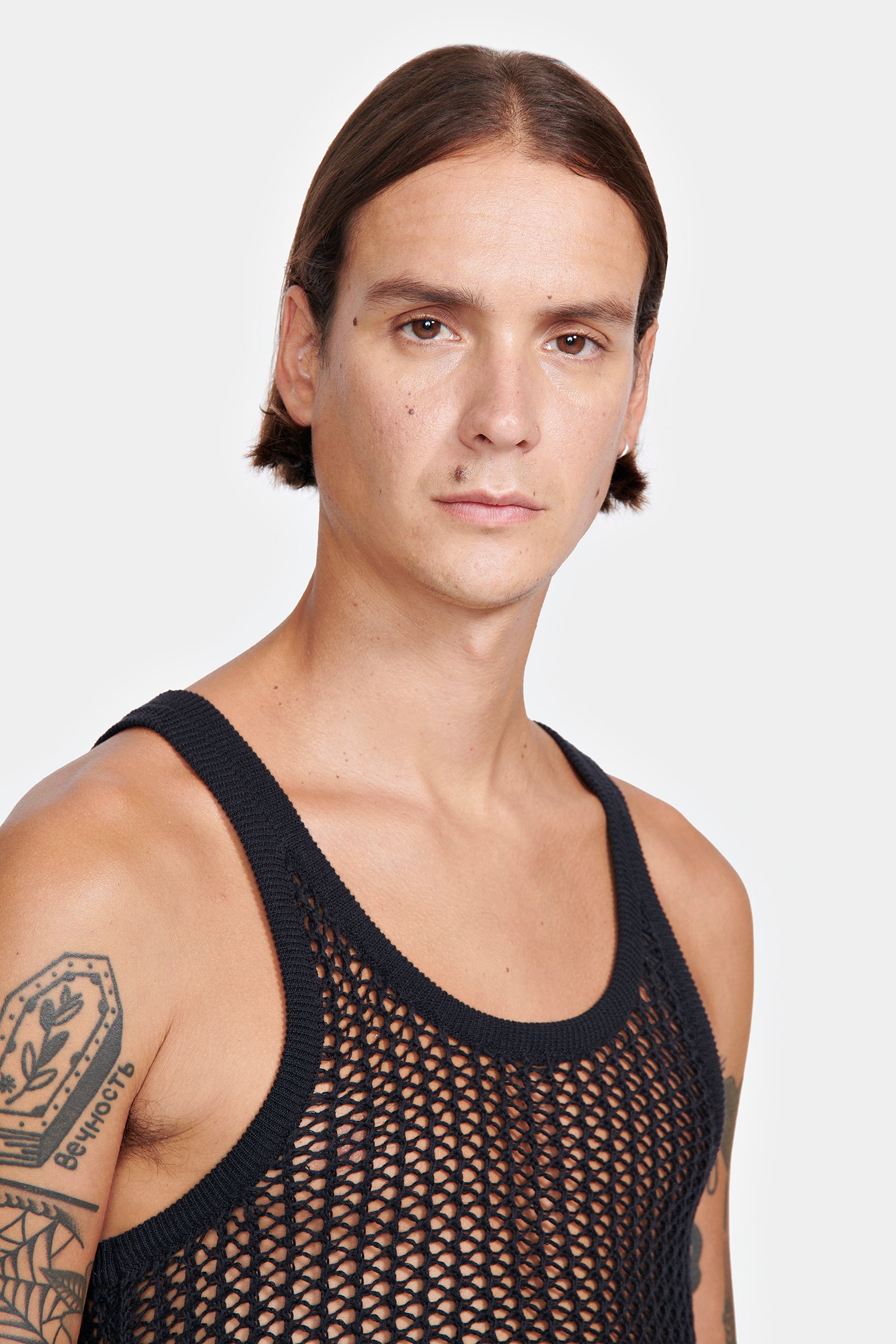 NET STITCH KNITTED TANK TOP