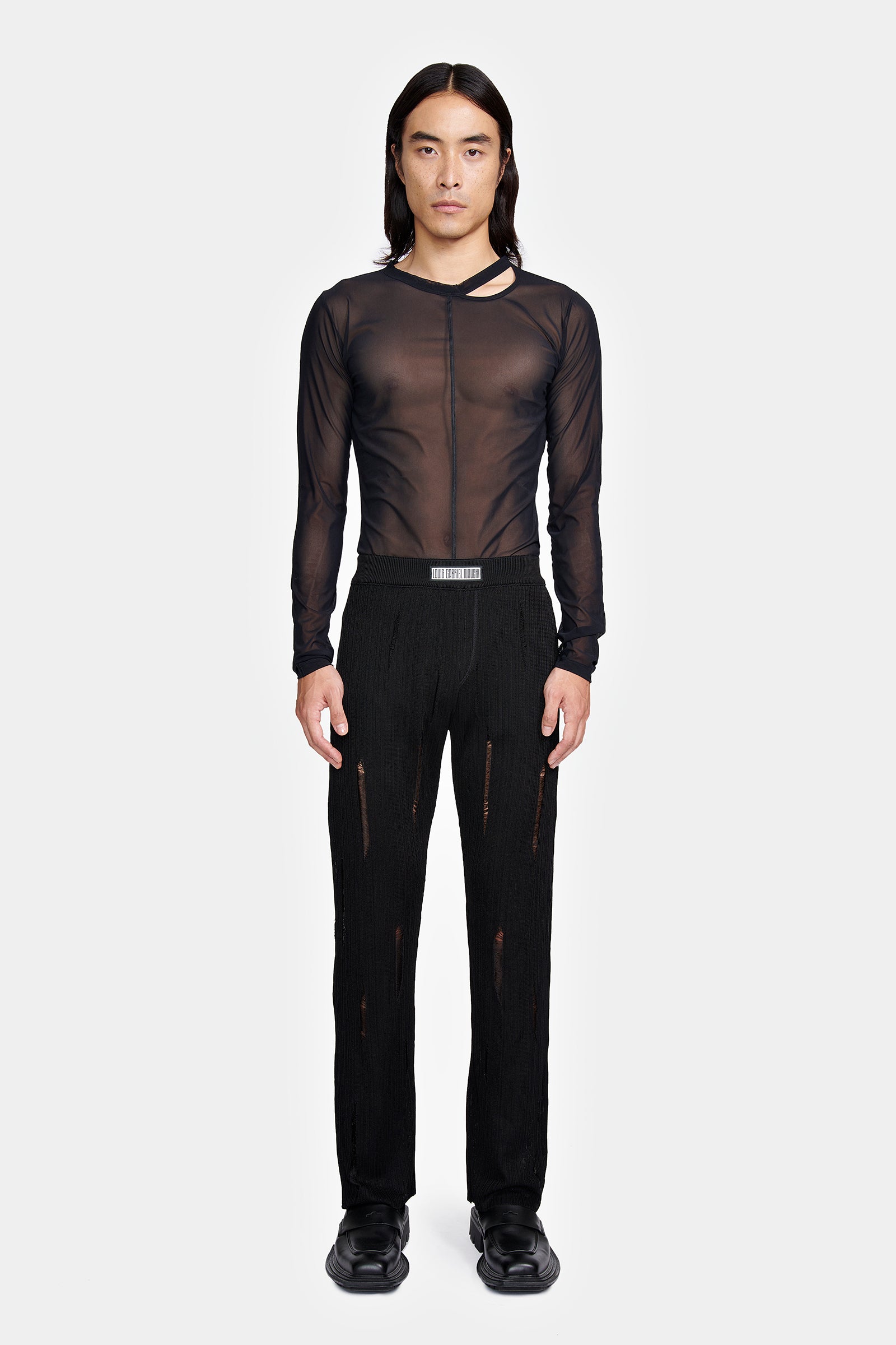 Flared Trousers with Elasticized Waistband